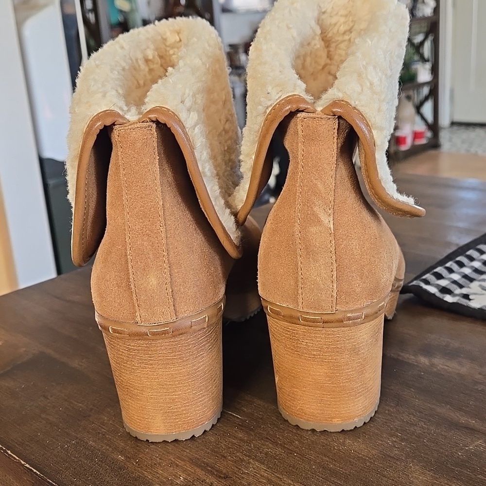 Crown Vintage Selonia Suede Sherpa Fold Over Boots Ladies Size 11 - Picture 4 of 8